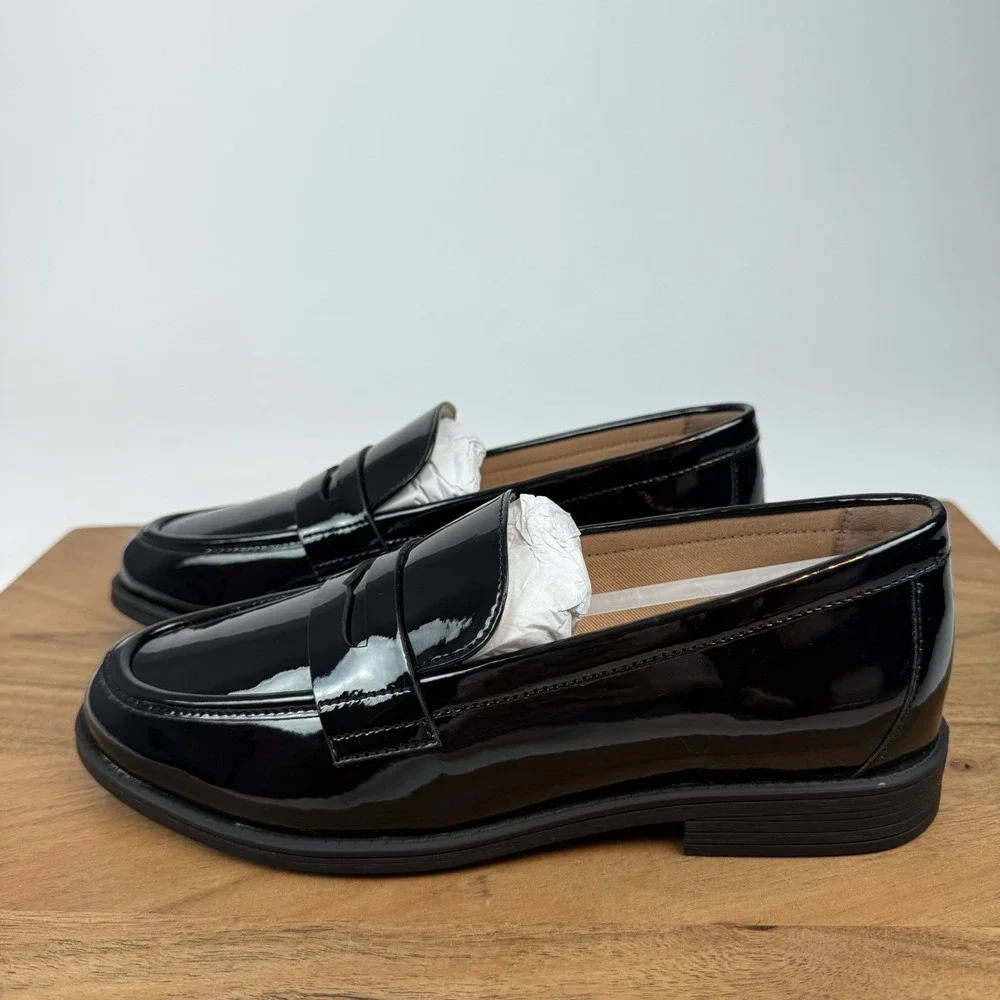 New Womens‎ Cole Haan Black Patent Haverhill Penny Loafers Shoes Sz 6.5 B